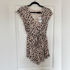 Vici Taupe Leopard Print Romper